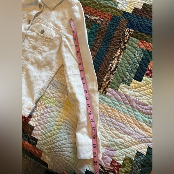 White Luii Linen Button Up Jacket Lightweight Size Small - Picture 7 of 8